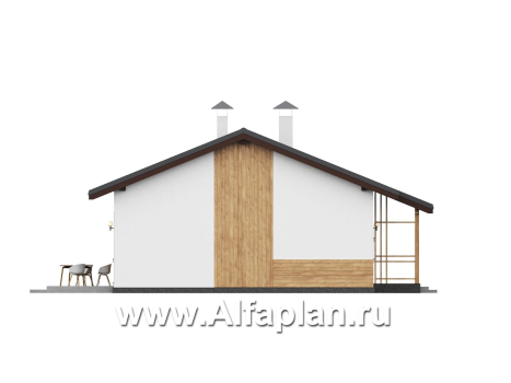 «Белая дача» - проект одноэтажного дома, улучшенная планировка, мастер спальня, 3 спальни и камин - превью фасада дома - фото №2
