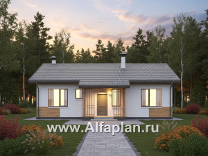 «Белая дача» - проект одноэтажного дома, улучшенная планировка, мастер спальня, 3 спальни и камин