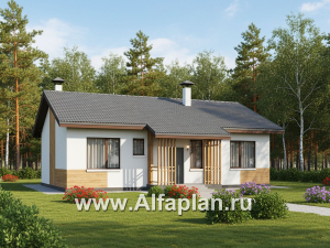 «Белая дача» - проект одноэтажного дома, улучшенная планировка, мастер спальня, 3 спальни и камин