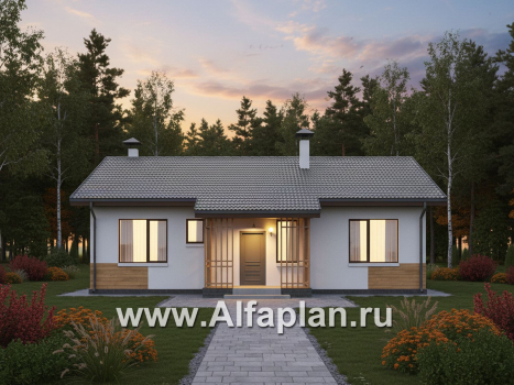 «Белая дача» - проект одноэтажного дома, улучшенная планировка, мастер спальня, 3 спальни и камин - превью дополнительного изображения №3