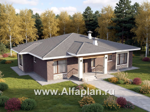 «Аризона» - проект одноэтажного дома, с террасой, мастер спальня. Есть вариант с сауной