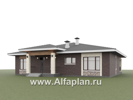 «Аризона» - проект одноэтажного дома, с террасой, мастер спальня. Есть вариант с сауной - превью дополнительного изображения №4