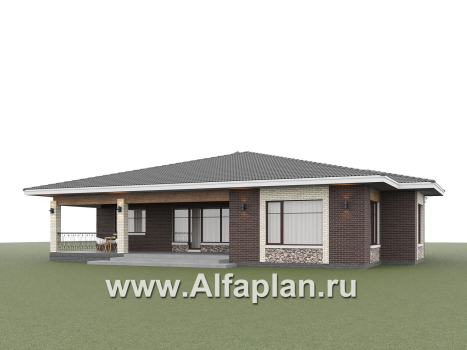 «Аризона» - проект одноэтажного дома, с террасой, мастер спальня. Есть вариант с сауной - превью дополнительного изображения №5