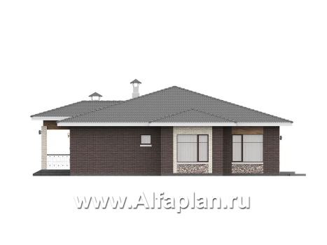 «Аризона» - проект одноэтажного дома, с террасой, мастер спальня. Есть вариант с сауной - превью фасада дома - фото №2