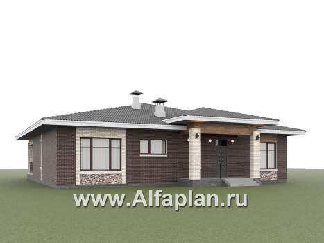 «Аризона» - проект одноэтажного дома, с террасой, мастер спальня. Есть вариант с сауной - превью дополнительного изображения №4