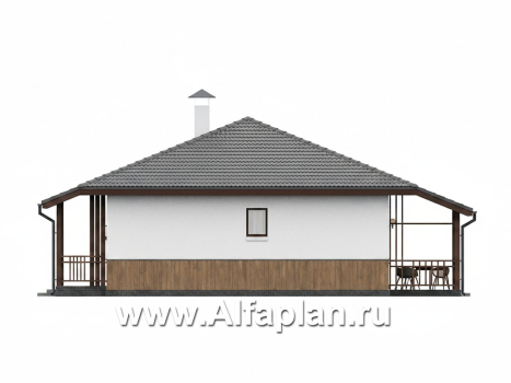 «Белая дача» - красивый проект одноэтажного дома, улучшенная планировка, мастер спальня, 3 спальни и терраса - превью фасада дома - фото №4