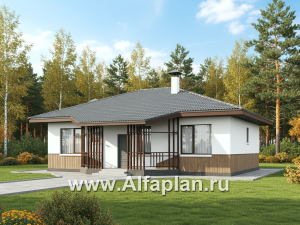 «Белая дача» - красивый проект одноэтажного дома, улучшенная планировка, мастер спальня, 3 спальни и терраса