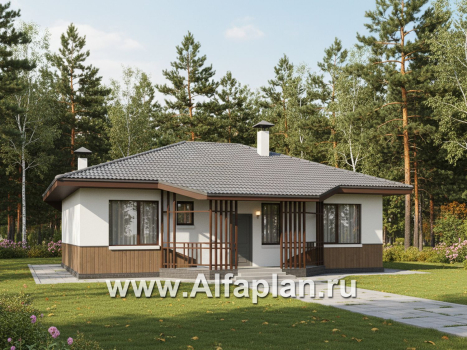 «Белая дача» - красивый проект одноэтажного дома, улучшенная планировка, мастер спальня, 3 спальни и терраса - превью дополнительного изображения №2