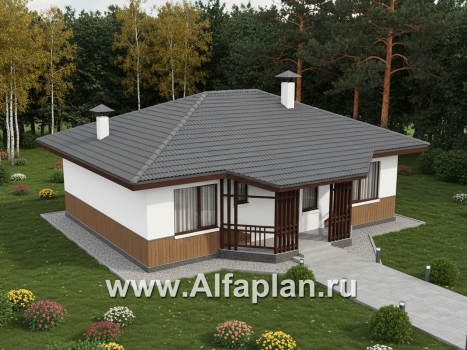 «Белая дача» - красивый проект одноэтажного дома, улучшенная планировка, мастер спальня, 3 спальни и терраса - превью дополнительного изображения №4