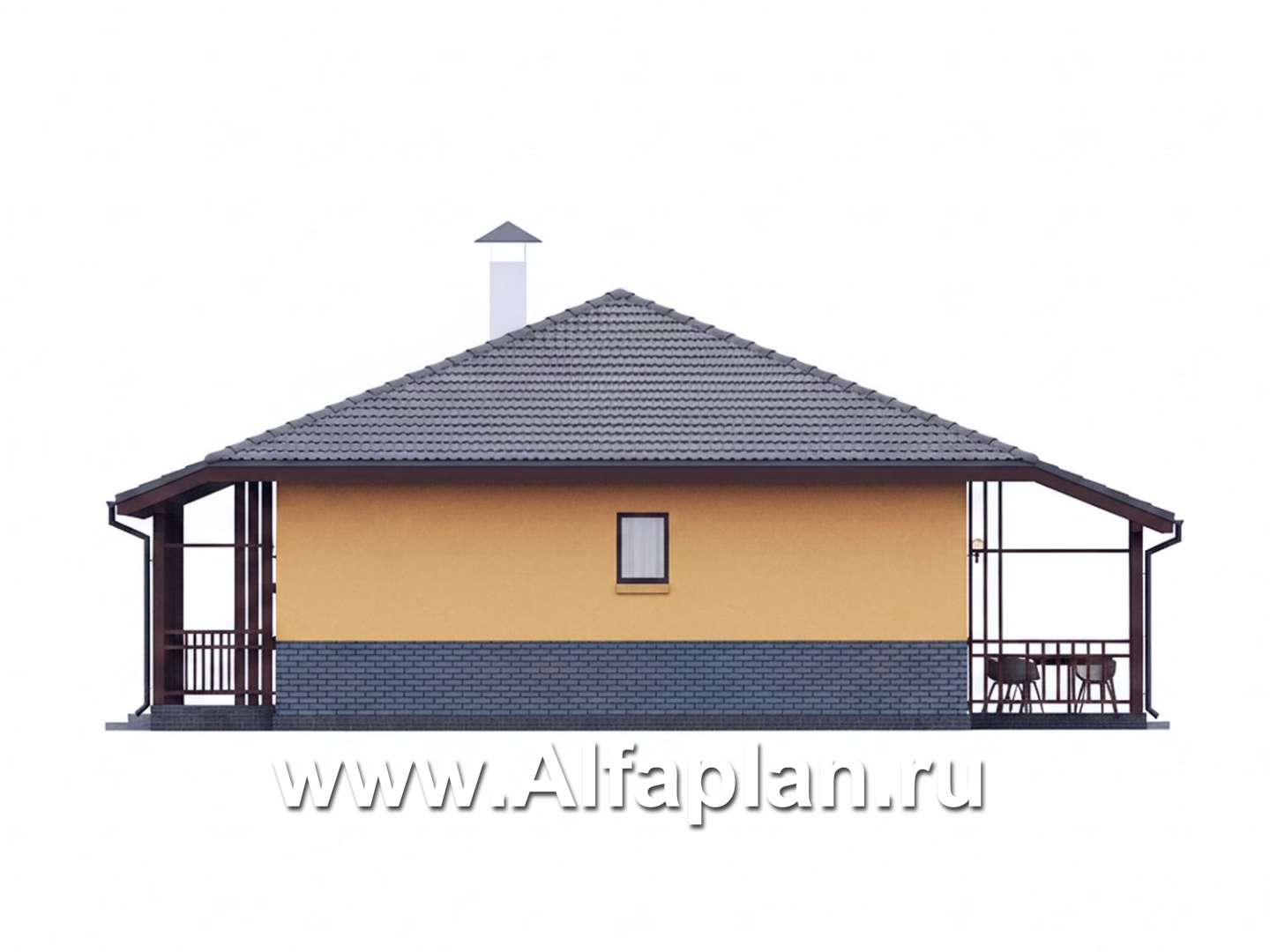 «Дача-777» - красивый проект одноэтажного дома, улучшенная планировка, мастер спальня, 2 спальни, сауна и терраса - фасад дома - фото №4