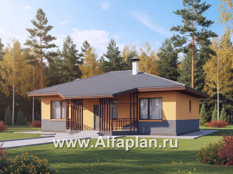 «Дача-777» - красивый проект одноэтажного дома, улучшенная планировка, мастер спальня, 2 спальни, сауна и терраса - превью дополнительного изображения №2