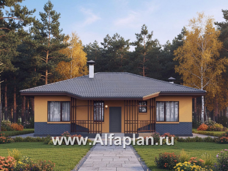 «Дача-777» - красивый проект одноэтажного дома, улучшенная планировка, мастер спальня, 2 спальни, сауна и терраса - превью дополнительного изображения №1