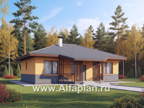 «Дача-777» - красивый проект одноэтажного дома, улучшенная планировка, мастер спальня, 2 спальни, сауна и терраса - превью дополнительного изображения №2