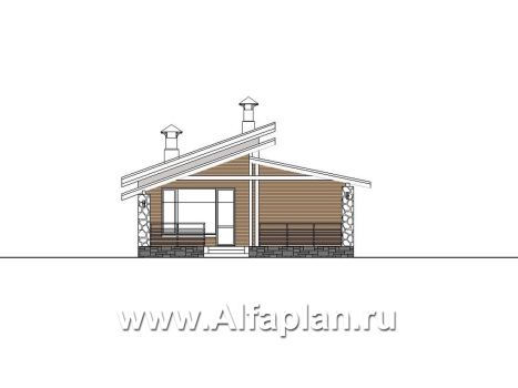«Дриада» - проект одноэтажного дома, 2 спальни, с террасой, с гаражом на 1 авто, в современном стиле. Есть вариант без террасы - превью фасада дома - фото №4