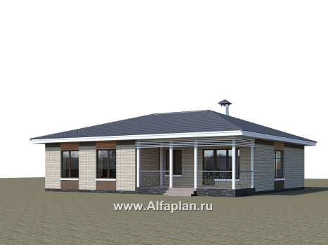 «Покровка» - красивый дом, проект одноэтажногокоттеджа из газобетона, мастер спальня, с террасой и гаражом на 2 авто - превью дополнительного изображения №3