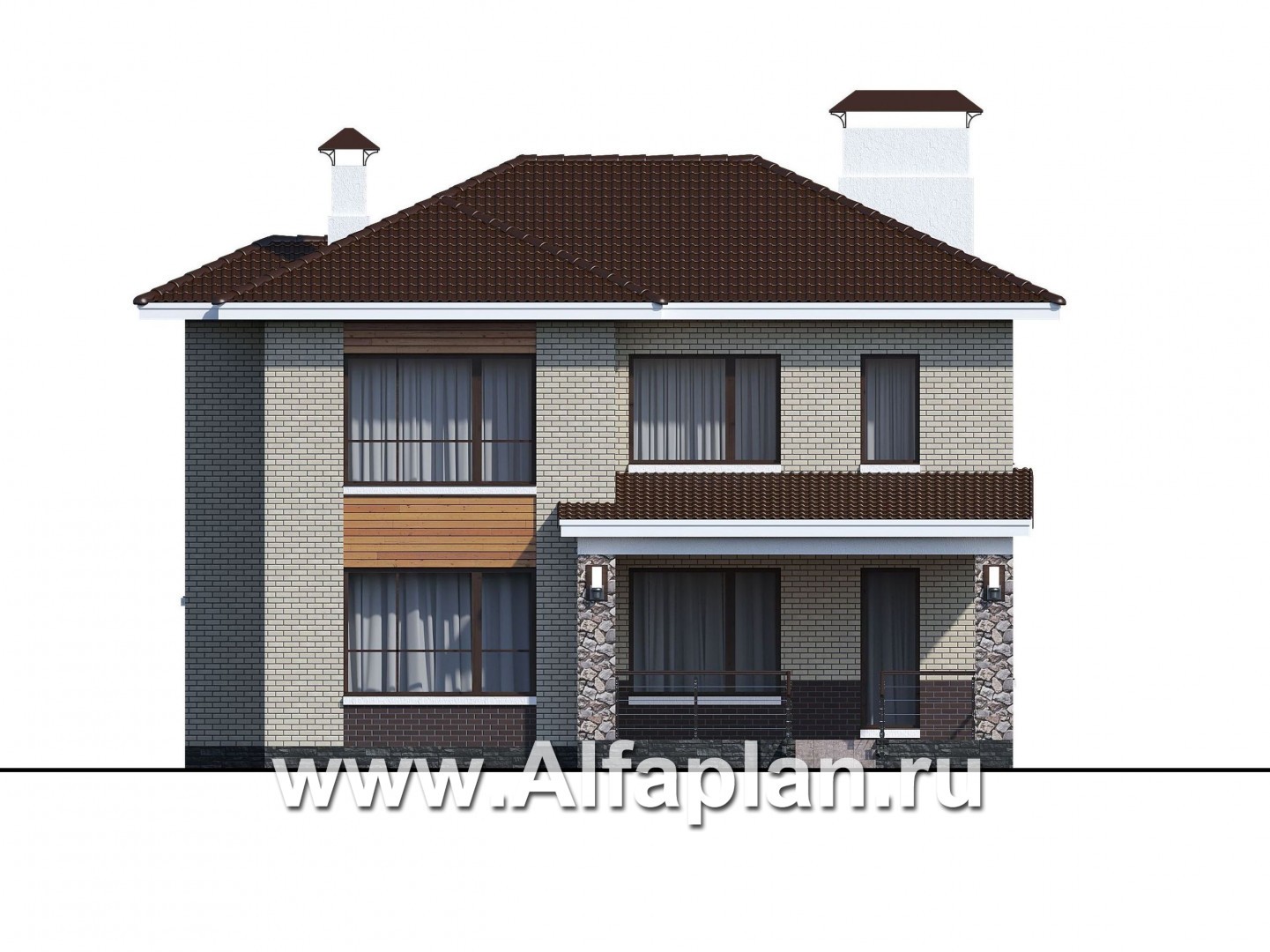 Проекты домов Альфаплан - «Формула успеха» - проект двухэтажного дома из газобетона, в скандинавском стиле, удобный план дома - изображение фасада №4