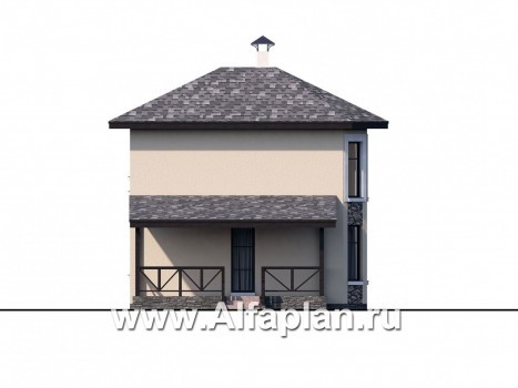 Проекты домов Альфаплан - Компактный дачный дом с террасой - превью фасада №3