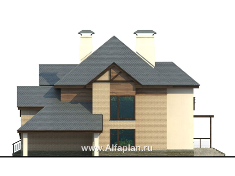 Проекты домов Альфаплан - «Современник» - коттедж с панорамными окнами - превью фасада №2