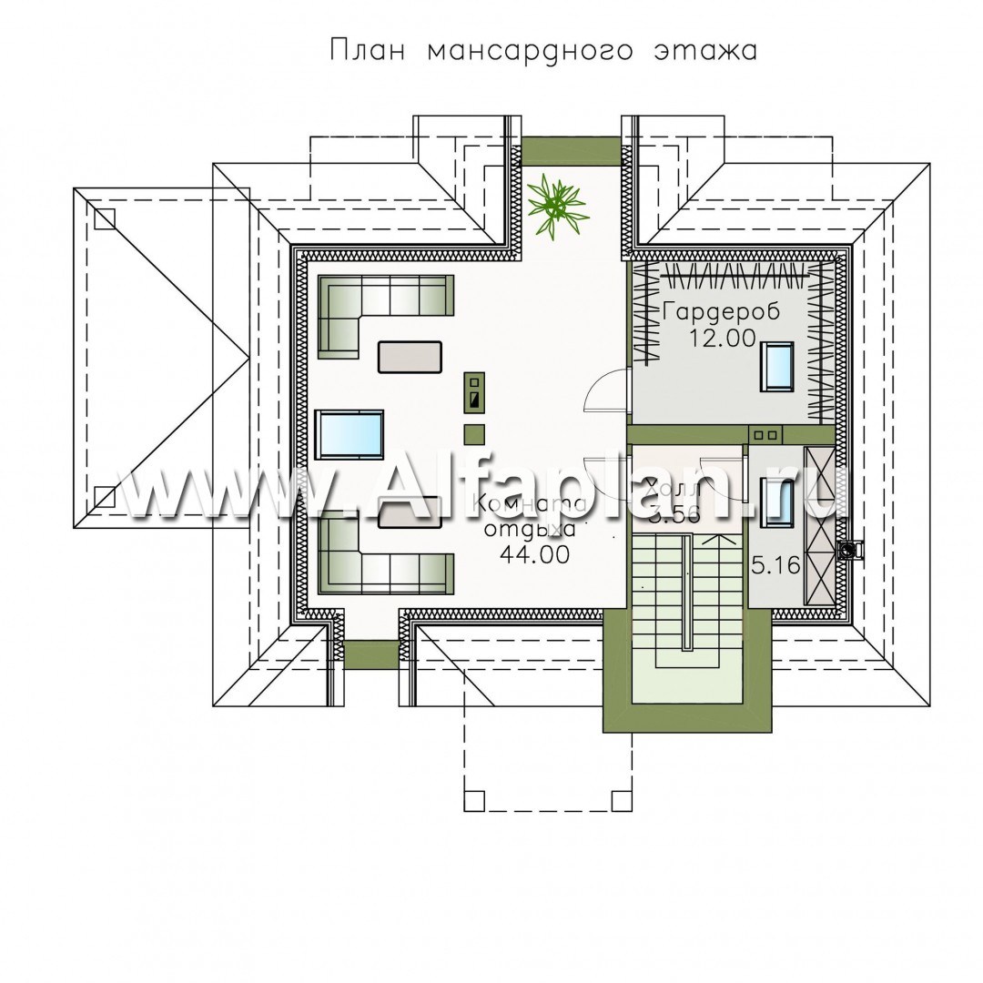 Проекты домов Альфаплан - «Разумовский» - проект двухэтажного дома из кирпича, с террасой и с балконом - изображение плана проекта №3