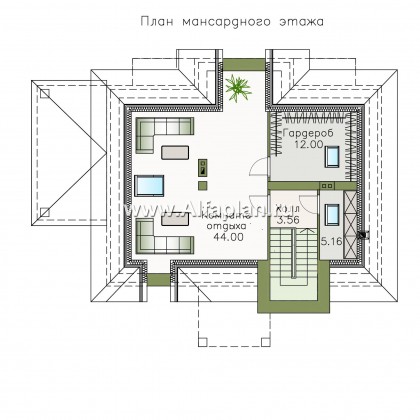 Проекты домов Альфаплан - «Разумовский» - проект двухэтажного дома из кирпича, с террасой и с балконом - превью плана проекта №3