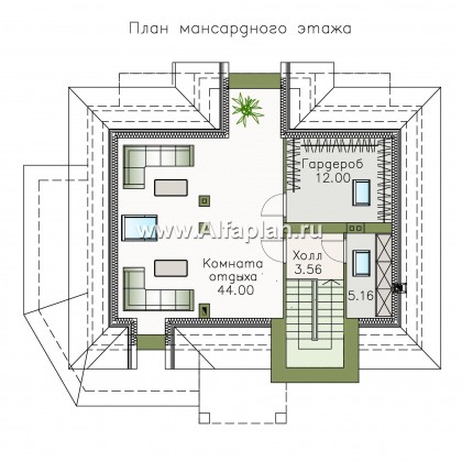 «Разумовский» - проект двухэтажного дома из кирпича, с эркером, с террасой и с балконом - превью план дома