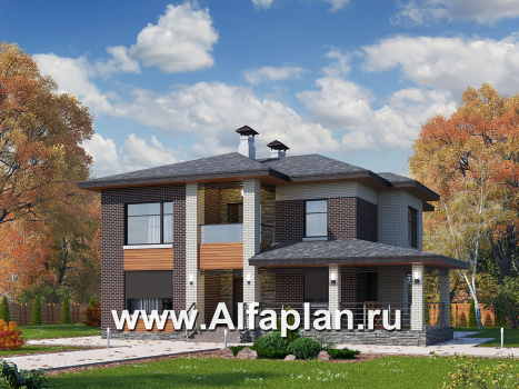 Проекты домов Альфаплан - «Республика» - современный двухэтажный комфортабельный дом - превью основного изображения