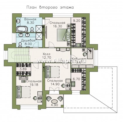 Проекты домов Альфаплан - «Республика» - современный двухэтажный комфортабельный дом - превью плана проекта №2
