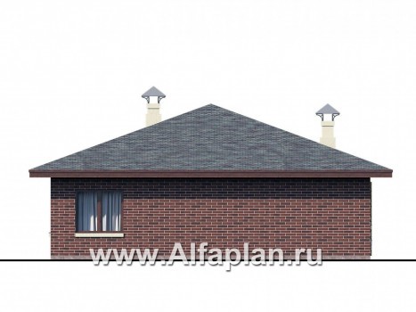 Проекты домов Альфаплан - «Дега» - проект одноэтажного дома из газобетона, с террасой - превью фасада №4
