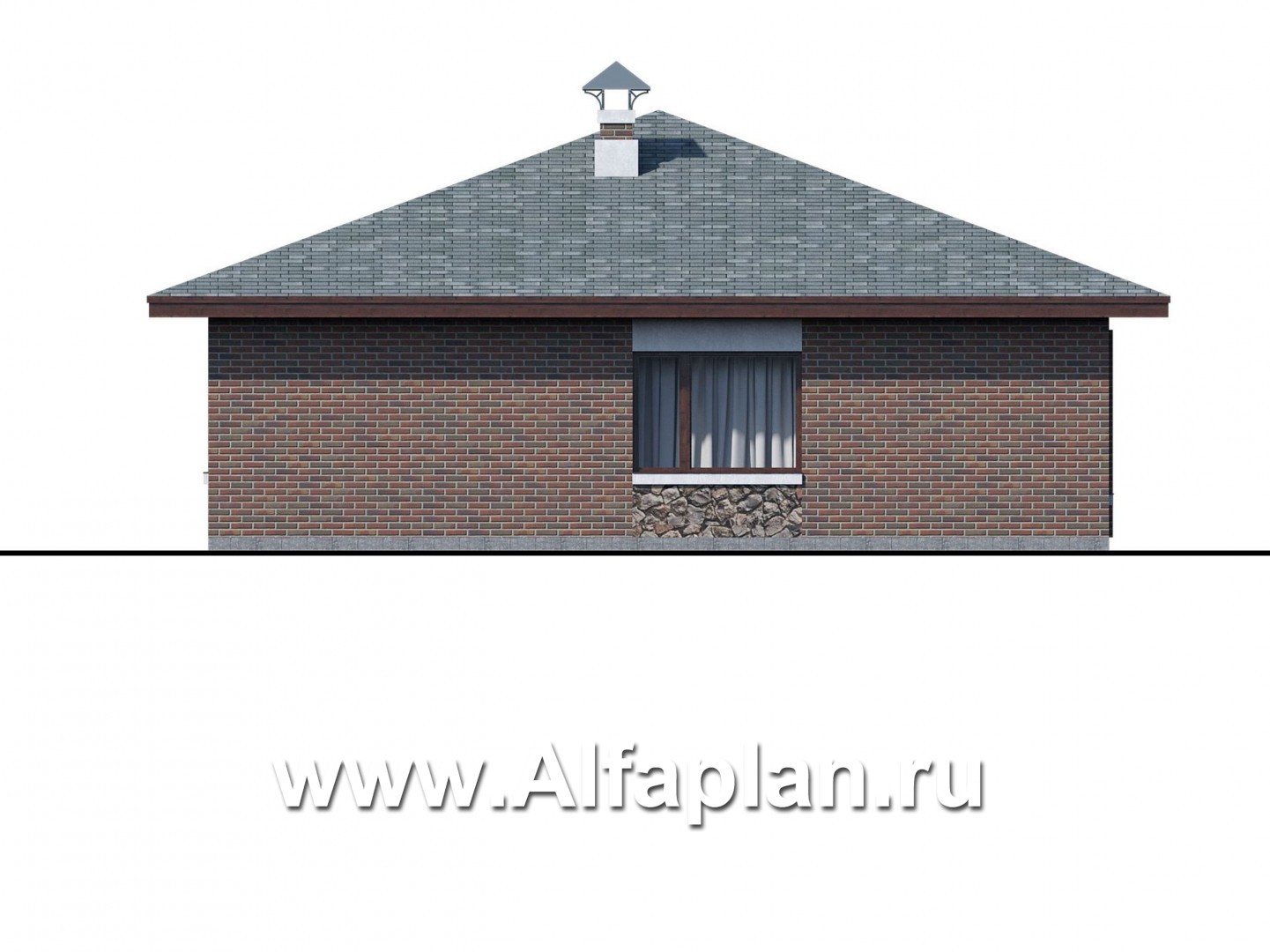 Проекты домов Альфаплан - «Сислей» - современный проект одноэтажного дома, терраса со стороны входа - изображение фасада №4