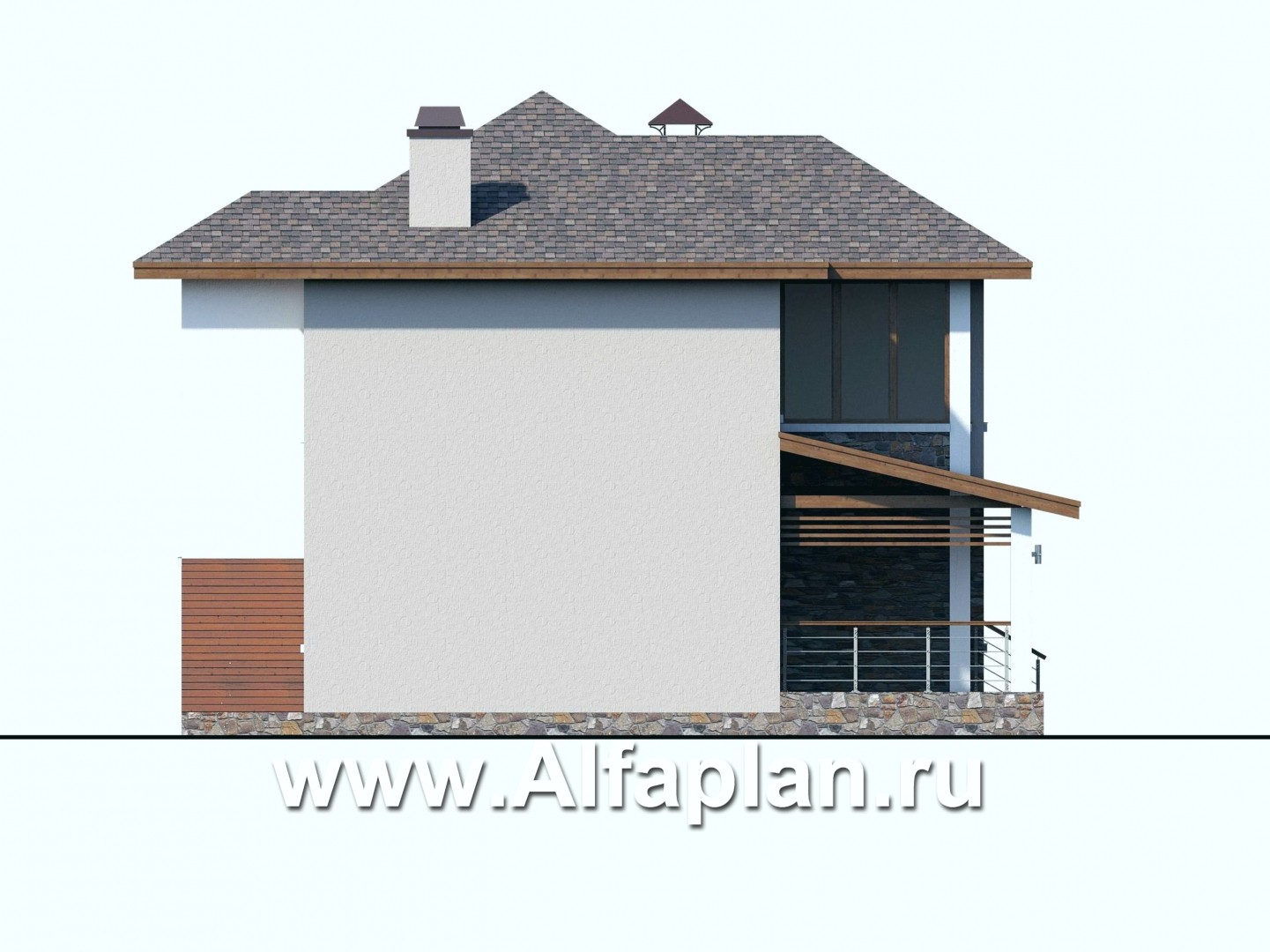 Проекты домов Альфаплан - «Траектория» - современный, компактный дом - изображение фасада №3