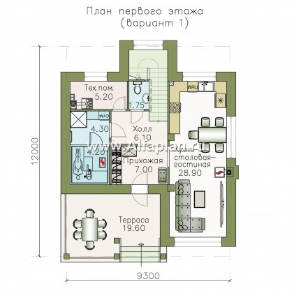 «Траектория» - проект двухэтажного дома, современный стиль, с сауной и с террасой - превью план дома