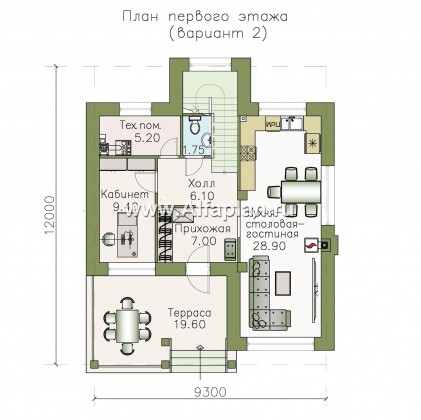 «Траектория» - проект двухэтажного дома, современный стиль, с сауной и с террасой - превью план дома