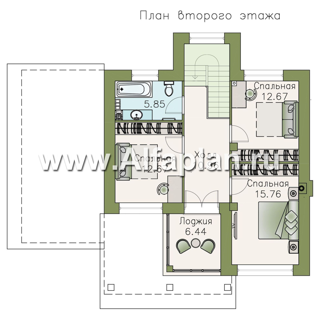Проекты домов Альфаплан - «Траектория» - современный, компактный дом с гаражом-навесом - изображение плана проекта №3