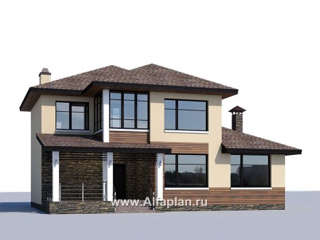 Проекты домов Альфаплан - "Одер" - стильный двухэтажный коттедж из газобетона - превью дополнительного изображения №1