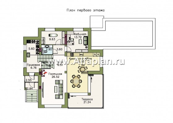 «Светлые времена» - проект трехэтажного дома из кирпича, с сауной и гаражом на 2 авто в цоколе, пристроен бассейн - превью план дома - фото №2