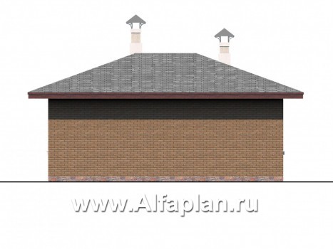 Проекты домов Альфаплан - Баня с небольшим бассейном и террасой - превью фасада №4