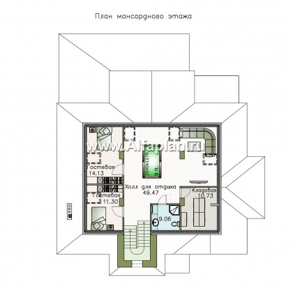 Проекты домов Альфаплан - «Демидов» - респектабельный особняк с мансардой - превью плана проекта №3