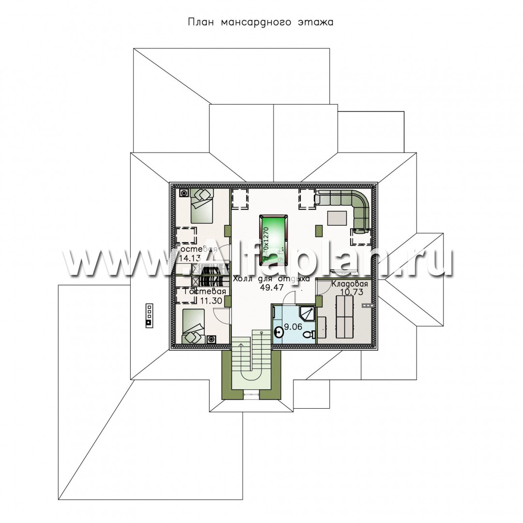 Проекты домов Альфаплан - «Демидов» - респектабельный особняк с гаражом на два автомобиля - план проекта №3