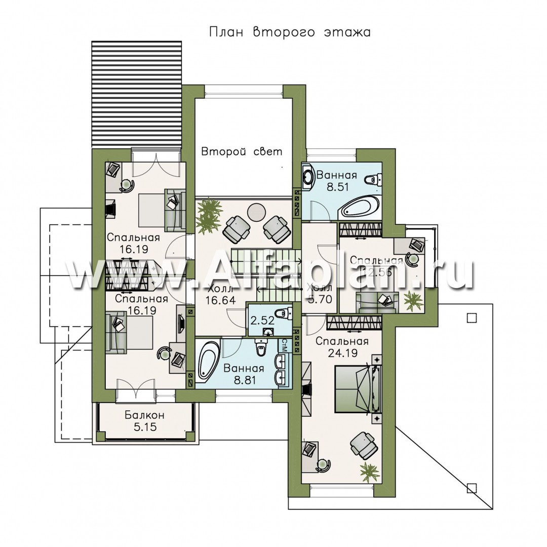 Проекты домов Альфаплан - «Современник плюс» — современный коттедж c цокольным этажом - изображение плана проекта №3