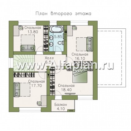 Проекты домов Альфаплан - Компактный дом с пятью спальными комнатами - превью плана проекта №2