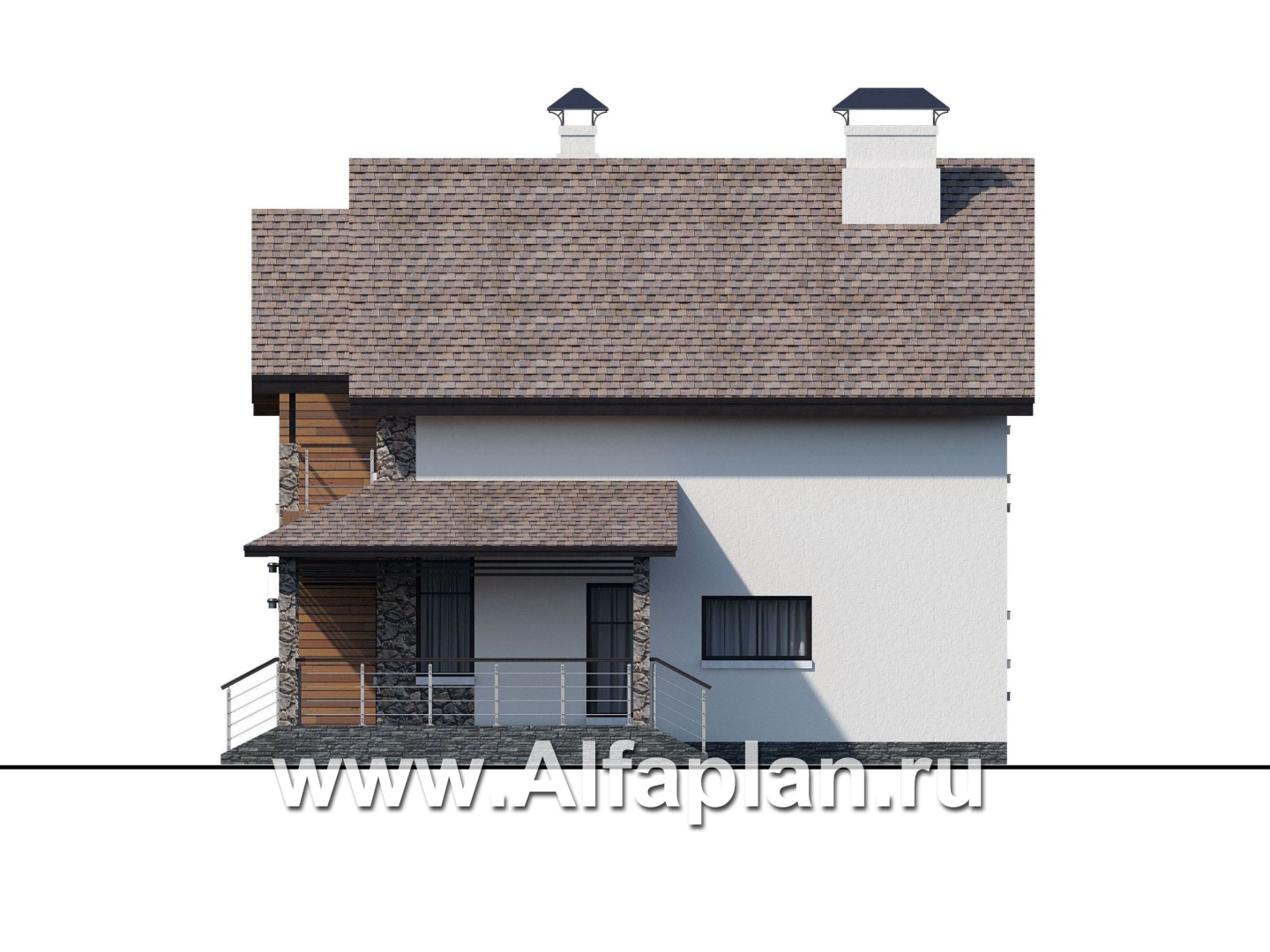 «Сороть» - проект дома с мансардой, с угловой террасой, мастер спальня, в скандинавском стиле - фасад дома