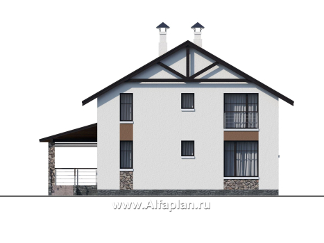 «Сороть» - проект дома с мансардой, с угловой террасой, мастер спальня, в скандинавском стиле - превью фасада дома