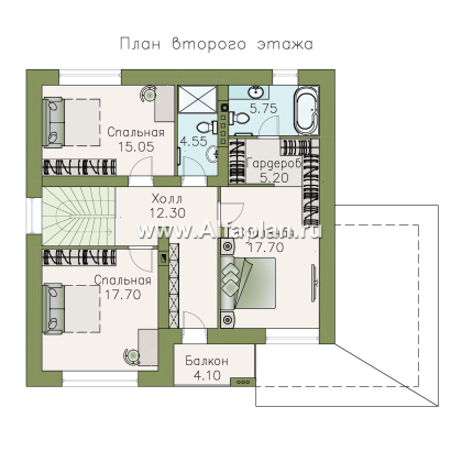 «Сороть» - проект дома с мансардой, с угловой террасой, мастер спальня, в скандинавском стиле - превью план дома