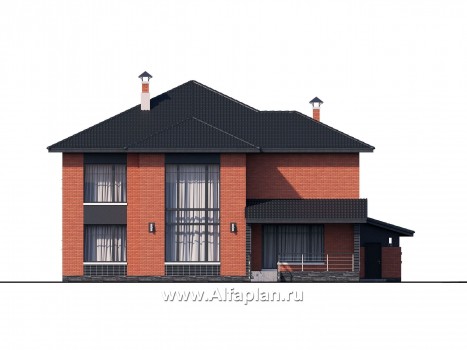 Проекты домов Альфаплан - «Эльба» — современная вилла с угловым остеклением и гаражом - превью фасада №4