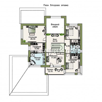 Проекты домов Альфаплан - «Эльба» — современная вилла с угловым остеклением и гаражом - превью плана проекта №2