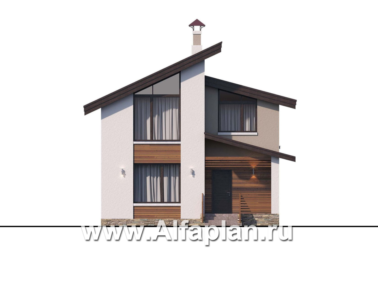 Проекты домов Альфаплан - «Оптима»- проект двухэтажного дома, в современном стиле, удобная планировка - изображение фасада №1