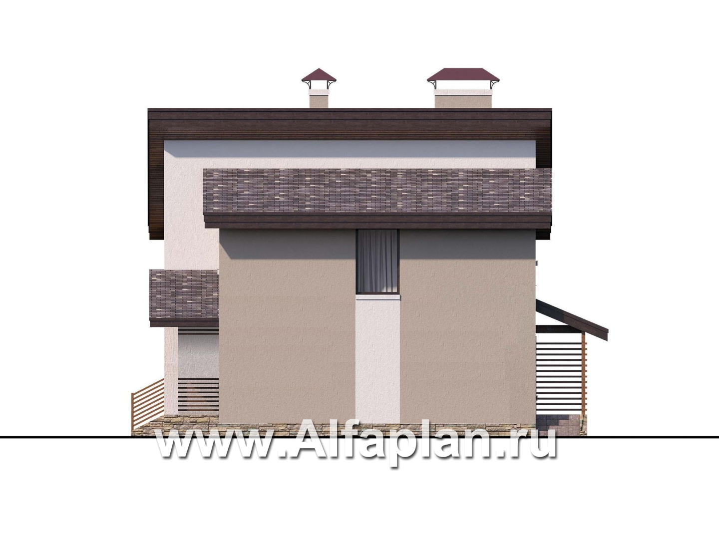 Проекты домов Альфаплан - «Оптима»- проект двухэтажного дома, в современном стиле, удобная планировка - изображение фасада №2