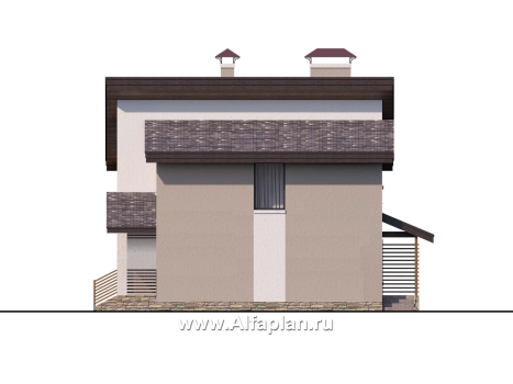 Проекты домов Альфаплан - «Оптима»- проект двухэтажного дома, в современном стиле, удобная планировка - превью фасада №2