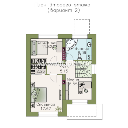 Проекты домов Альфаплан - «Оптима»- проект двухэтажного дома, в современном стиле, удобная планировка - превью плана проекта №3