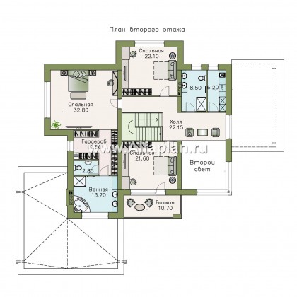Проекты домов Альфаплан - «Эндр» — большая вилла с гаражом и  с эксплуатируемой кровлей - превью плана проекта №2